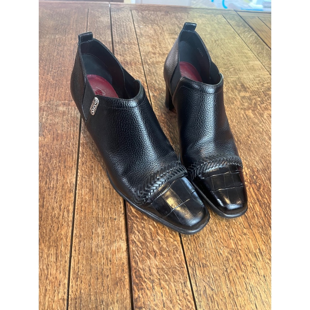 Brighton bliss heeled boots US 8 crocodile embossed toe western leather rocker